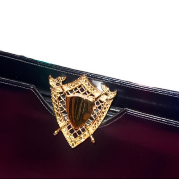 1940s Black Leather French Top Handle Hand Bag - Picture 5 of 13